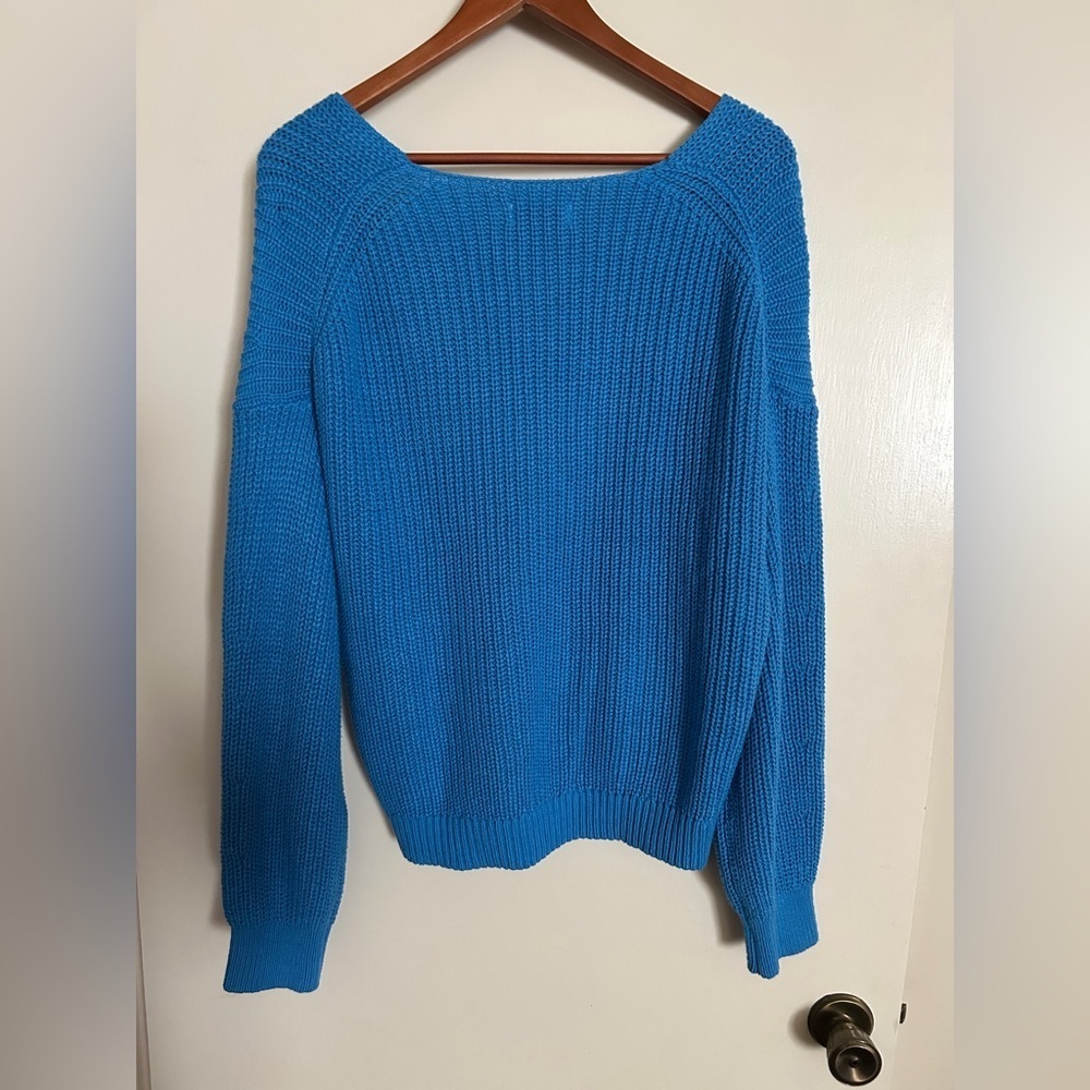 NWT Sonoma Vibrant Blue V-Neck Sweater Sz L​​​ - Picture 3 of 16
